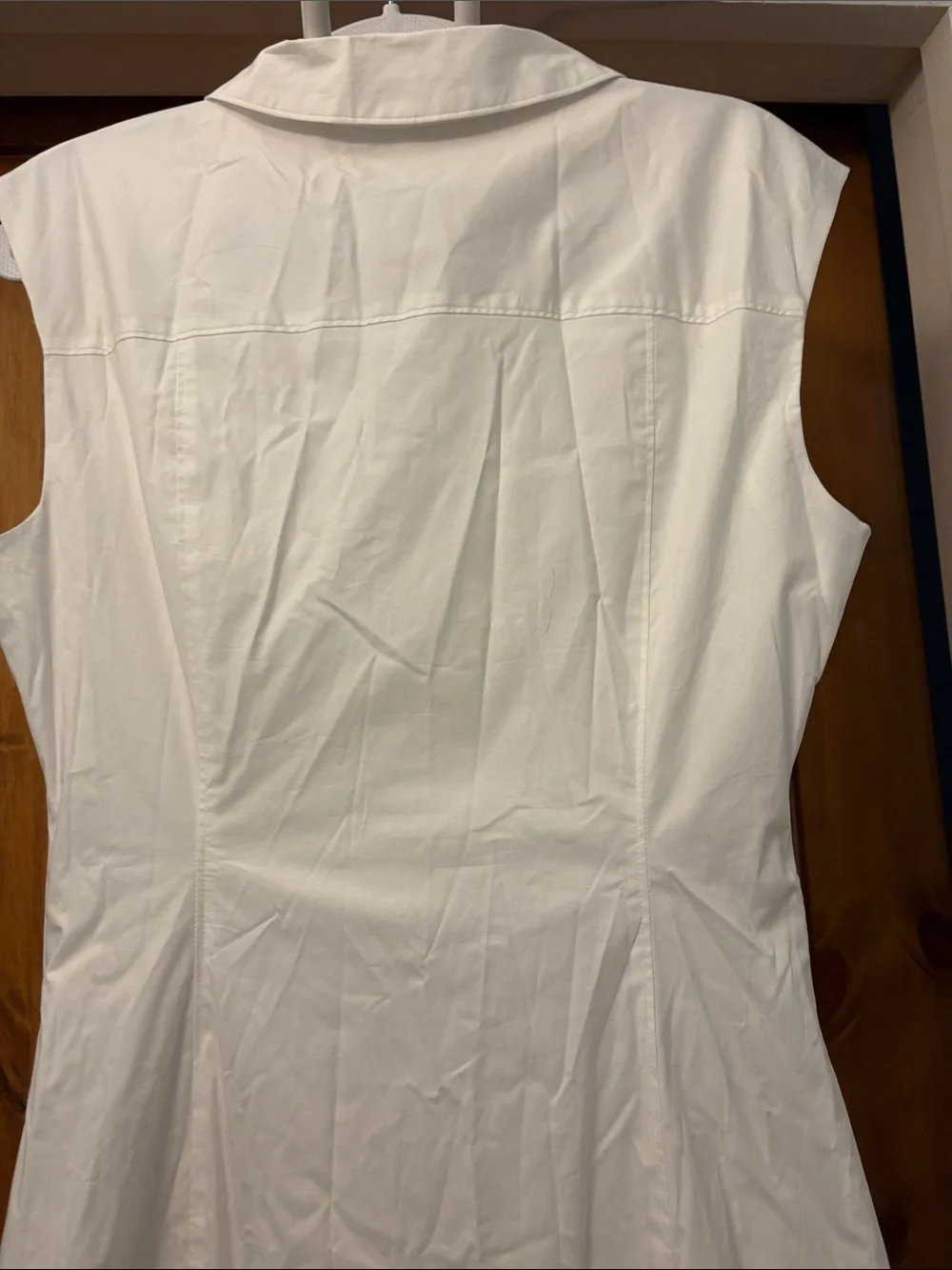 Derek Lam 10 Crosby Poplin Runched Midi Sleeveless Shirtdress Soft white SZ 8 - Picture 8 of 9